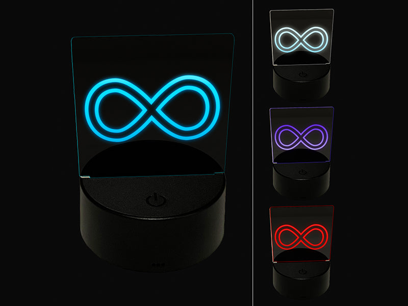 Infinity Symbol Outline 3D Illusion LED Night Light Sign Nightstand Desk Lamp