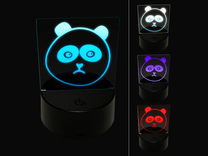 Sad Panda Face 3D Illusion LED Night Light Sign Nightstand Desk Lamp