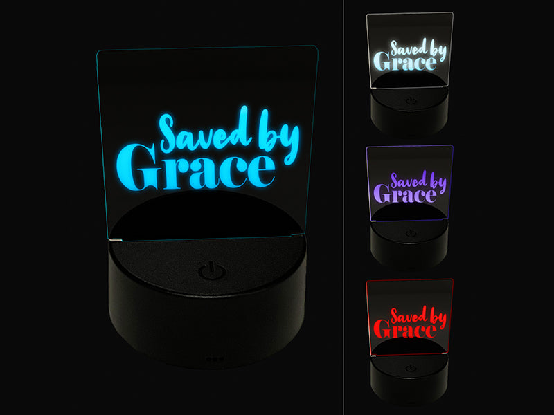 Saved by Grace Inspirational Christian 3D Illusion LED Night Light Sign Nightstand Desk Lamp