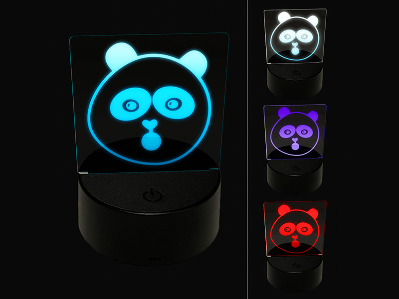 Surprised Panda Face Shocked 3D Illusion LED Night Light Sign Nightstand Desk Lamp