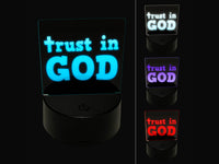 Trust in God Stylized with Cross Christian 3D Illusion LED Night Light Sign Nightstand Desk Lamp