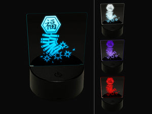 Chinese New Year Fireworks Firecrackers 3D Illusion LED Night Light Sign Nightstand Desk Lamp
