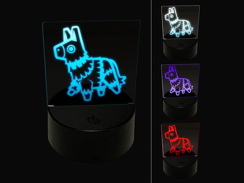 Fiesta Donkey Party Pinata 3D Illusion LED Night Light Sign Nightstand Desk Lamp