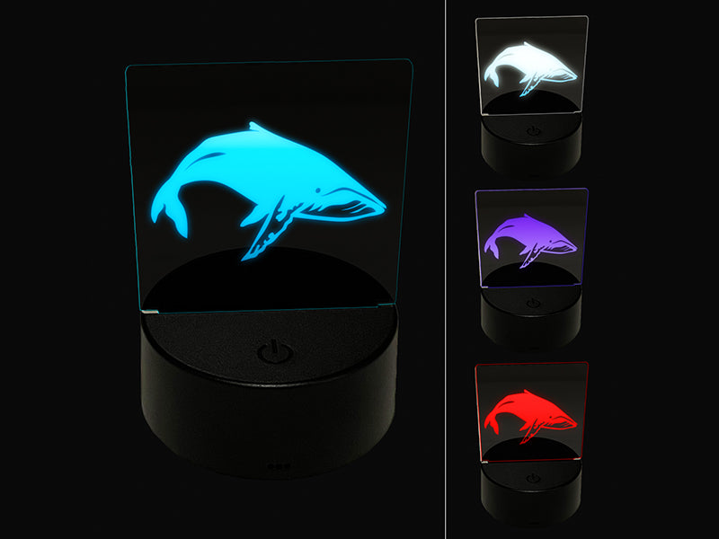 Happy Humpback Whale 3D Illusion LED Night Light Sign Nightstand Desk Lamp