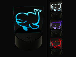 Jolly Beluga Whale 3D Illusion LED Night Light Sign Nightstand Desk Lamp