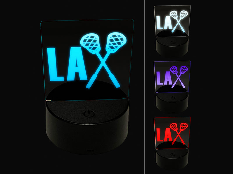 LAX Lacrosse Crossed Sticks 3D Illusion LED Night Light Sign Nightstand Desk Lamp