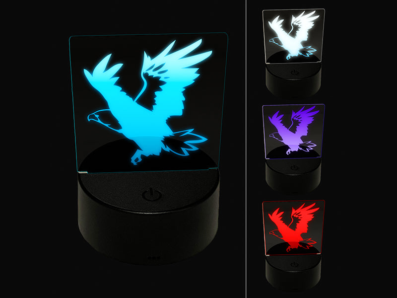 Patriotic American Bald Eagle Flying 3D Illusion LED Night Light Sign Nightstand Desk Lamp