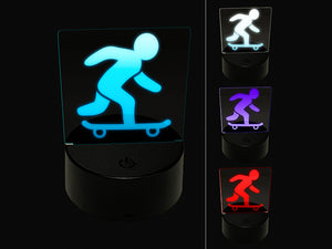 Skateboarding Man on Skateboard 3D Illusion LED Night Light Sign Nightstand Desk Lamp