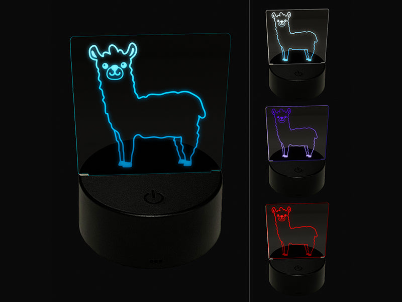 Lovely Llama Alpaca 3D Illusion LED Night Light Sign Nightstand Desk Lamp