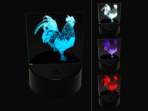 Handsome Rooster Chicken 3D Illusion LED Night Light Sign Nightstand Desk Lamp