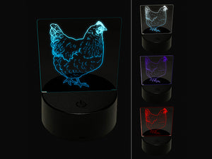 Plump Strutting Hen Chicken 3D Illusion LED Night Light Sign Nightstand Desk Lamp