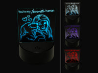 You're My Favorite Human Dog Licking Woman's Face 3D Illusion LED Night Light Sign Nightstand Desk Lamp