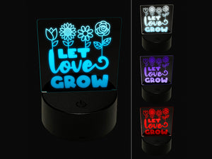 Let Love Grow Sweet Flowers 3D Illusion LED Night Light Sign Nightstand Desk Lamp