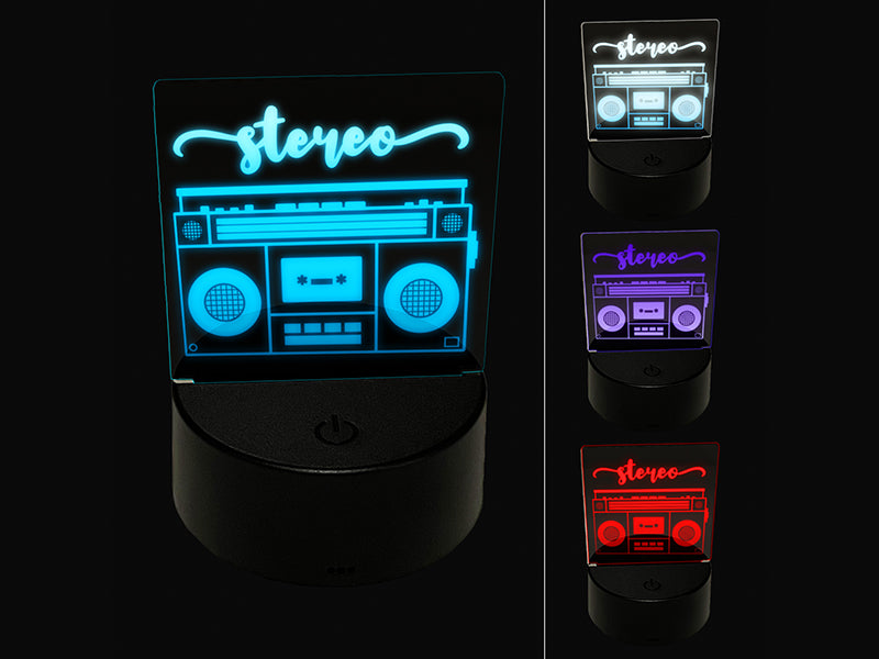 Retro Radio Stereo Cassette Player Boombox 3D Illusion LED Night Light Sign Nightstand Desk Lamp