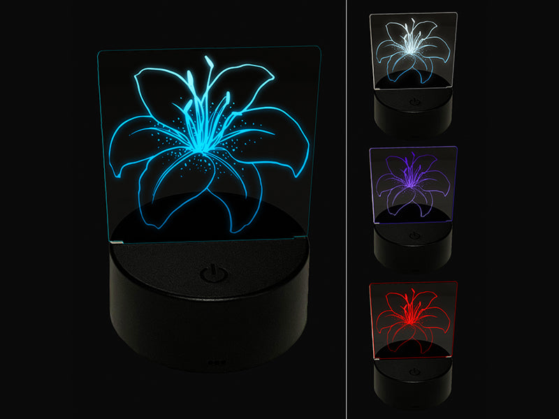 Tiger Lily Flower 3D Illusion LED Night Light Sign Nightstand Desk Lamp