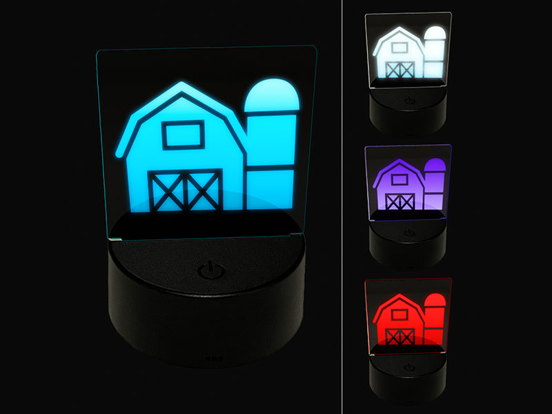 Farm Barn with Silo 3D Illusion LED Night Light Sign Nightstand Desk Lamp