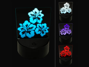 Hibiscus Flower Trio 3D Illusion LED Night Light Sign Nightstand Desk Lamp