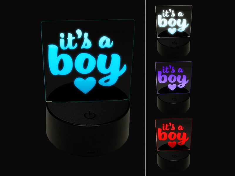 It's a Boy Baby Shower Party 3D Illusion LED Night Light Sign Nightstand Desk Lamp