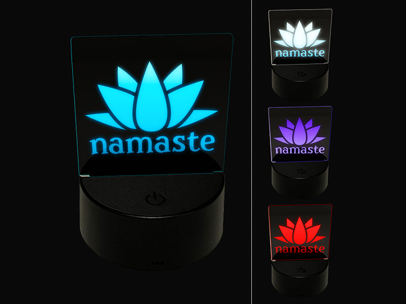 Namaste with Lotus Flower Yoga 3D Illusion LED Night Light Sign Nightstand Desk Lamp