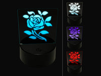 Elegant Rose Stem with Leaves 3D Illusion LED Night Light Sign Nightstand Desk Lamp