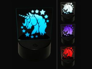 Magical Unicorn Head 3D Illusion LED Night Light Sign Nightstand Desk Lamp