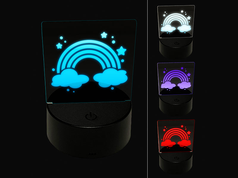 Sweet Adorable Magical Rainbow 3D Illusion LED Night Light Sign Nightstand Desk Lamp