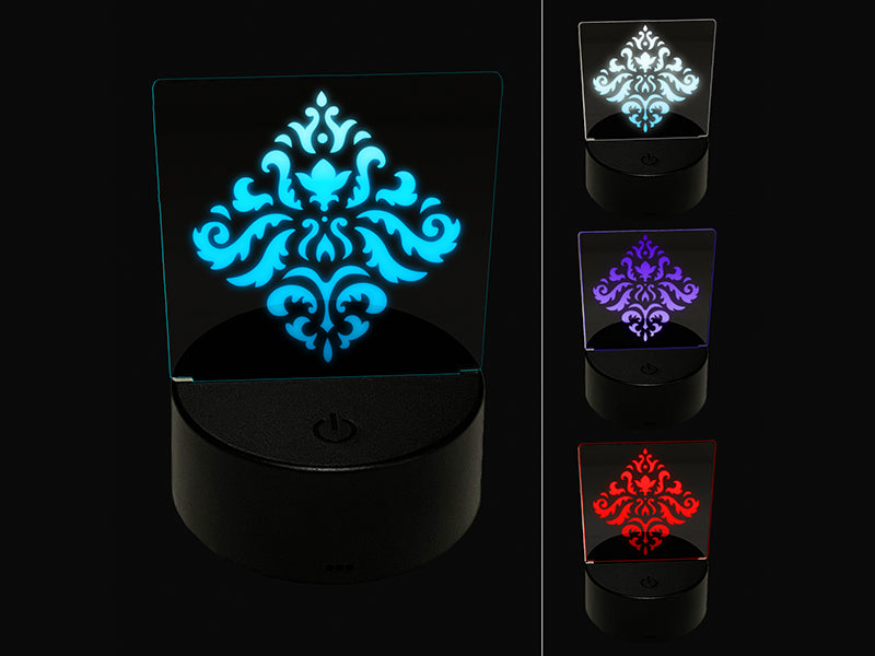 Decorative Floral Diamond Pattern 3D Illusion LED Night Light Sign Nightstand Desk Lamp