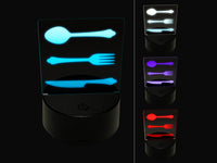 Knife Fork Spoon Kitchen Dining Set 3D Illusion LED Night Light Sign Nightstand Desk Lamp