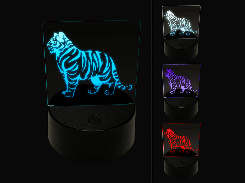 Regal Standing Bengal Tiger 3D Illusion LED Night Light Sign Nightstand Desk Lamp