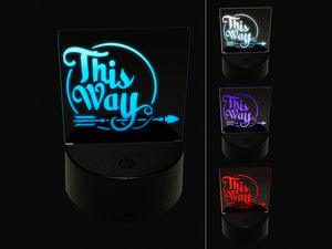 This Way Script Text Arrow Pointing 3D Illusion LED Night Light Sign Nightstand Desk Lamp