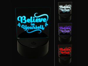 Believe in Yourself Motivational 3D Illusion LED Night Light Sign Nightstand Desk Lamp