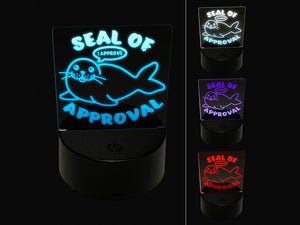 Seal of Approval I Approve Funny 3D Illusion LED Night Light Sign Nightstand Desk Lamp