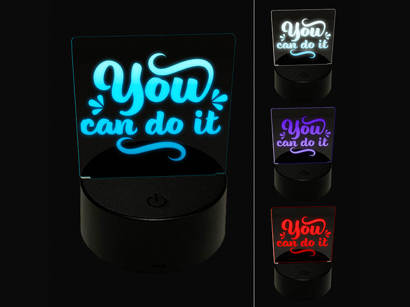 You Can Do It Motivational 3D Illusion LED Night Light Sign Nightstand Desk Lamp