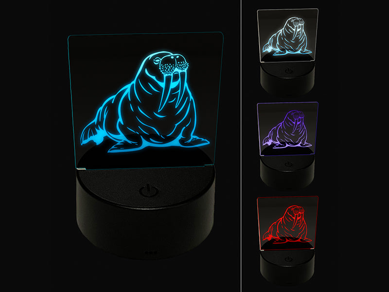 Chubby Pacific Walrus 3D Illusion LED Night Light Sign Nightstand Desk Lamp