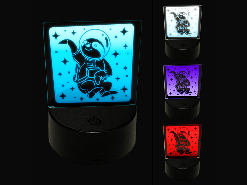 Sloth Astronaut Floating in Space 3D Illusion LED Night Light Sign Nightstand Desk Lamp