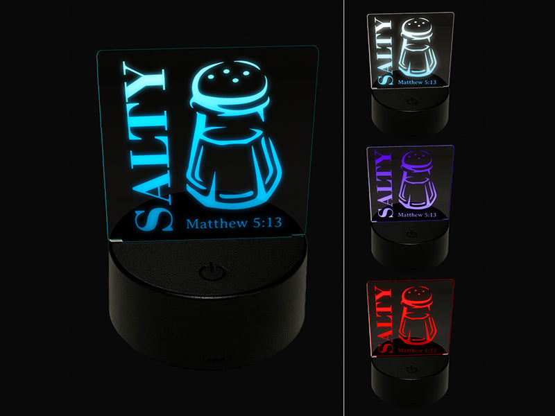 Salty Bible Verse Pun You are the Salt of the Earth 3D Illusion LED Night Light Sign Nightstand Desk Lamp
