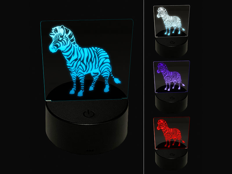 Abstract Striped Zebra 3D Illusion LED Night Light Sign Nightstand Desk Lamp