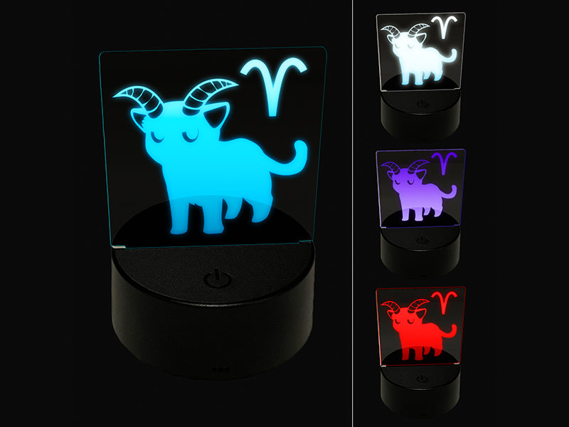 Astrological Cat Aries Horoscope Zodiac Sign 3D Illusion LED Night Light Sign Nightstand Desk Lamp