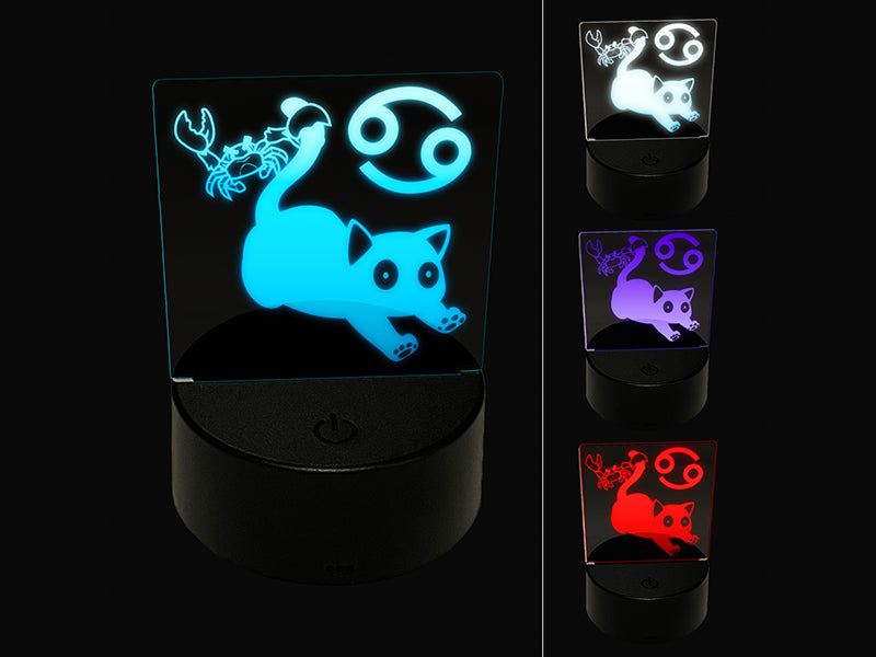 Astrological Cat Cancer Horoscope Zodiac Sign 3D Illusion LED Night Light Sign Nightstand Desk Lamp