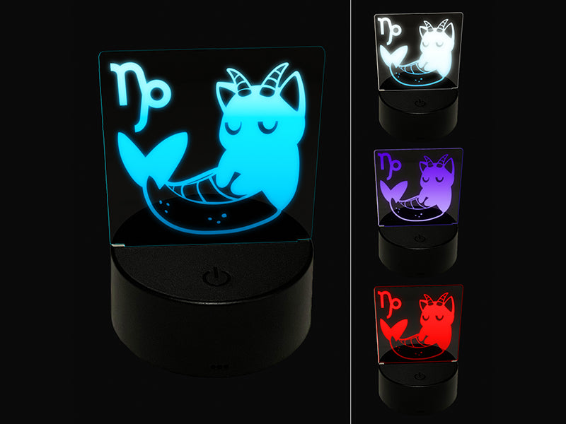 Astrological Cat Capricorn Horoscope Zodiac Sign 3D Illusion LED Night Light Sign Nightstand Desk Lamp