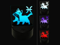 Astrological Cat Pisces Horoscope Zodiac Sign 3D Illusion LED Night Light Sign Nightstand Desk Lamp