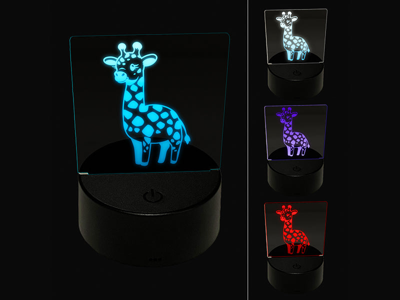 Cute Baby Giraffe Kawaii Chibi 3D Illusion LED Night Light Sign Nightstand Desk Lamp