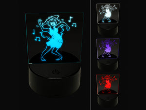 Dancing Party Girl with Musical Notes 3D Illusion LED Night Light Sign Nightstand Desk Lamp