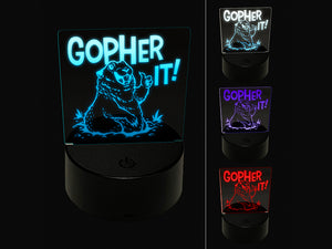Go For It Inspirational and Encouraging Gopher 3D Illusion LED Night Light Sign Nightstand Desk Lamp