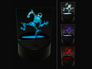 Happy Spooky Dancing Skeleton Bones 3D Illusion LED Night Light Sign Nightstand Desk Lamp