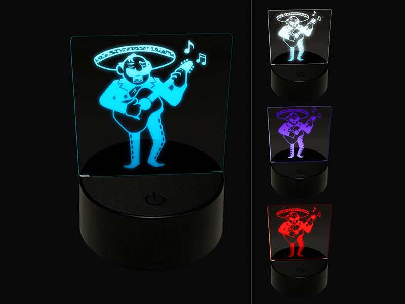 Mariachi Band Man with Spanish Guitar 3D Illusion LED Night Light Sign Nightstand Desk Lamp