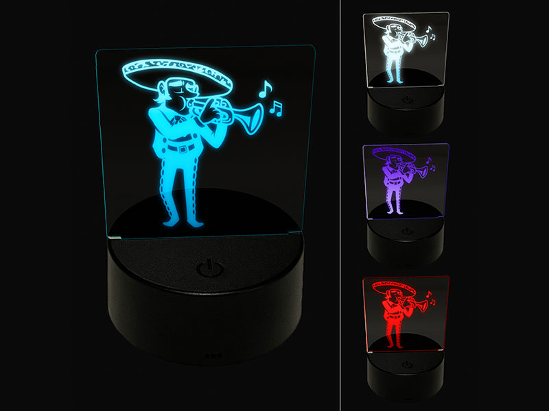 Mariachi Band Man with Spanish Trumpet 3D Illusion LED Night Light Sign Nightstand Desk Lamp