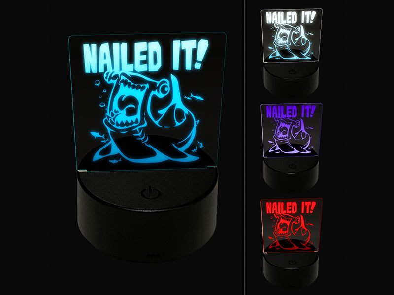 Nailed It with Happy Hammerhead Shark 3D Illusion LED Night Light Sign Nightstand Desk Lamp