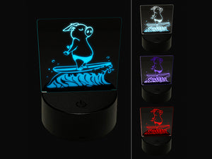 Peaceful Zen Surfer Pig 3D Illusion LED Night Light Sign Nightstand Desk Lamp