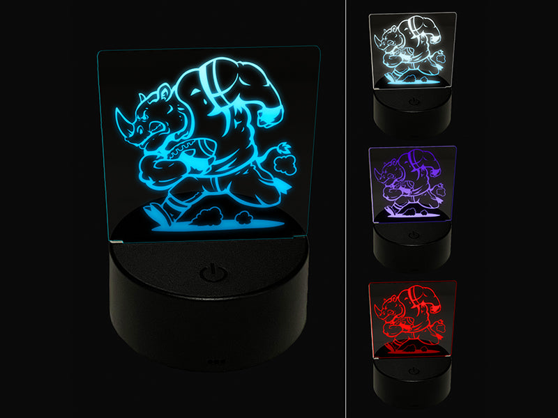 Rampaging Rhino Football Athletic Sports 3D Illusion LED Night Light Sign Nightstand Desk Lamp